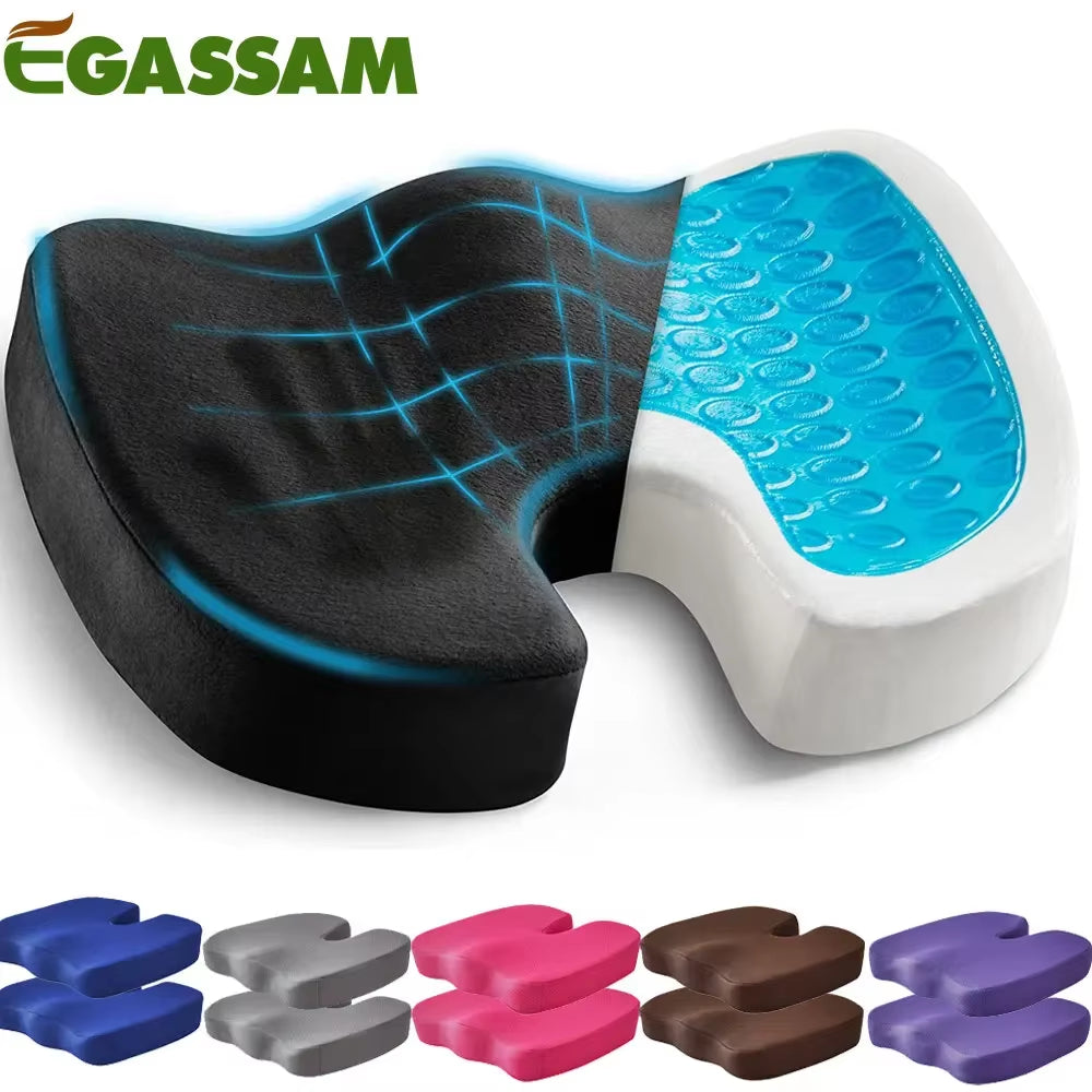 1Pcs Gel Enhanced Seat Cushion Non-Slip Orthopedic Gel & Memory Foam Coccyx Protect Cushion for Office Chair Car Seat Cushion