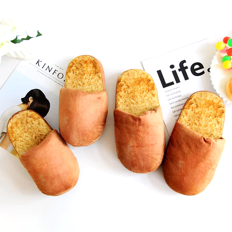 Simulation Bread Cotton Slippers Winter Home Soft Bottom Non-Slip Plush Warm Cotton Slippers