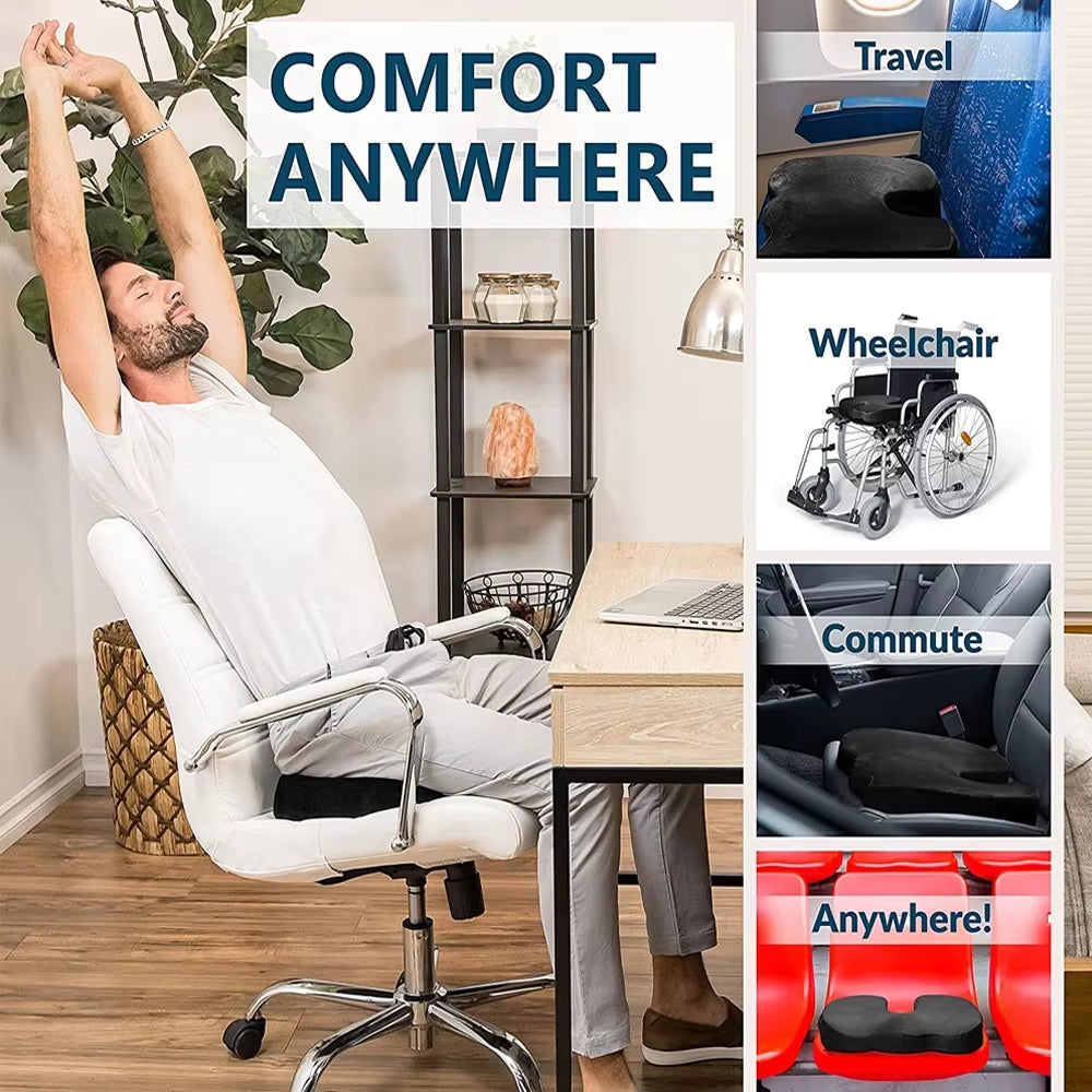 1Pcs Gel Enhanced Seat Cushion Non-Slip Orthopedic Gel & Memory Foam Coccyx Protect Cushion for Office Chair Car Seat Cushion