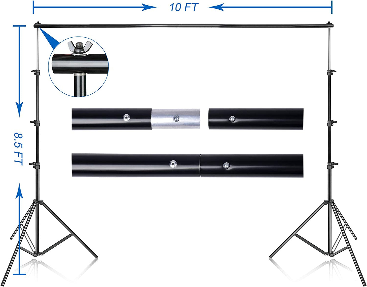 Photo Video Studio 8.5 X 10Ft Green Screen Backdrop Stand Kit, Photography Background Support System with 10 X12Ft 100% Cotton Muslin Chromakey Curtain