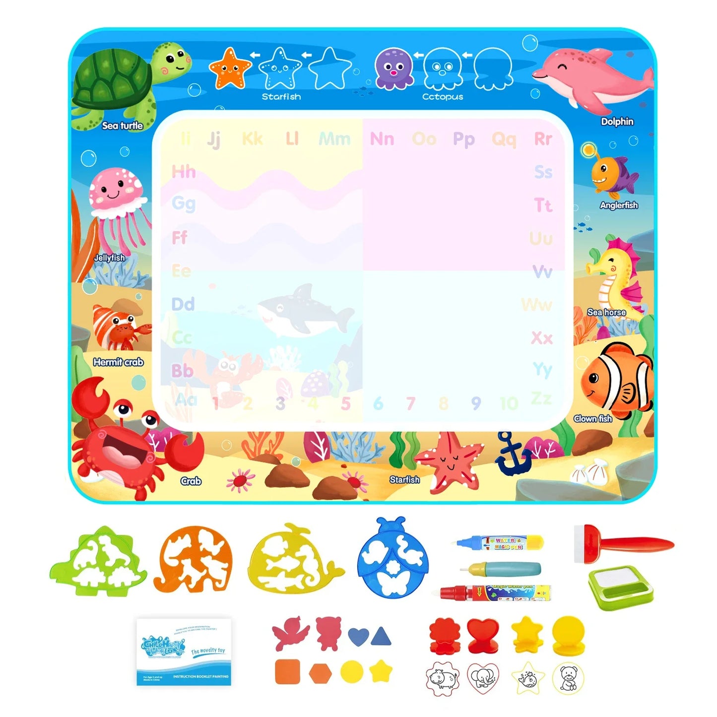 Magic Water Drawing Mat Coloring Doodle Mat with Magic Pens Montessori Toys Painting Board Educational Toys for Kids