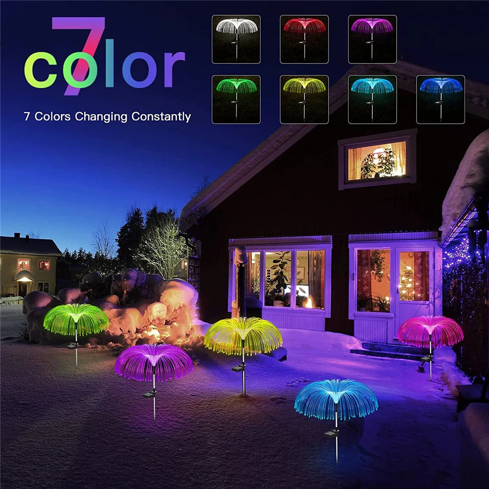 Solar Jellyfish Light Outdoor Waterproof Flowers Garden Lamp 7 Color Changing Landscape Yard Patio Pathway Christmas Sun Light