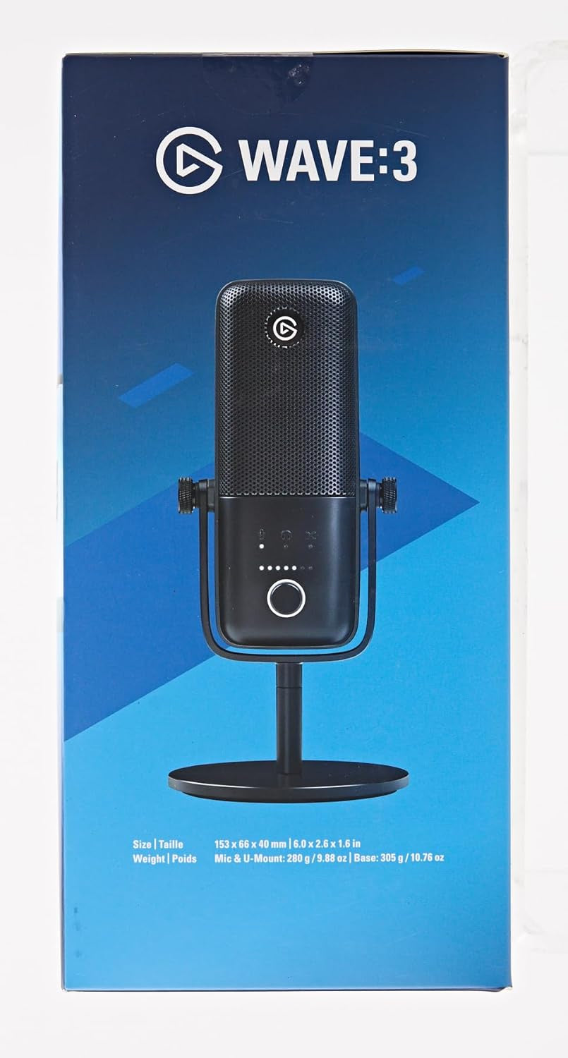 Wave:3 - Premium Studio Quality USB Condenser Microphone for Streaming, Podcast, Gaming and Home Office, Free Mixer Software, Sound Effect Plugins, Anti-Distortion, Plug ’N Play, for Mac, PC