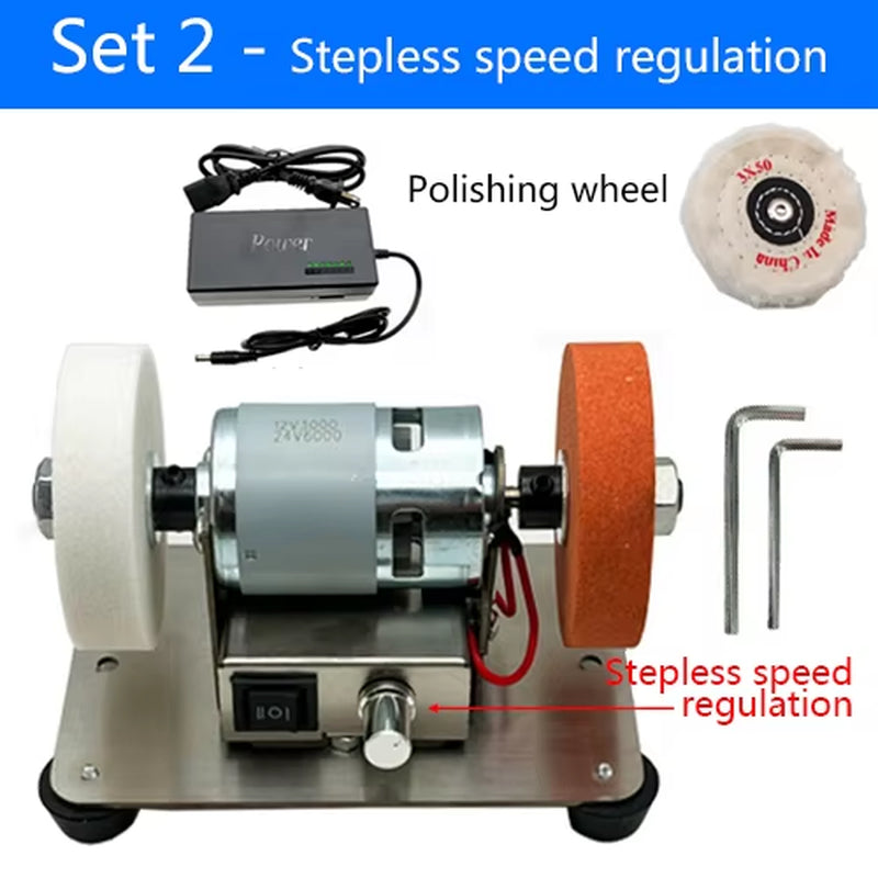 100W Dual-Function Electric Grinder with Coarse and Fine Polishing Wheels