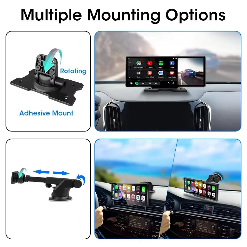 Yunpan 10.26" Dash Cam 4K 2160P Rearview Camera Carplay & Android Auto Dvr Gps Navigation Voice Control Car Dvr 5G Bt Fm Monitor