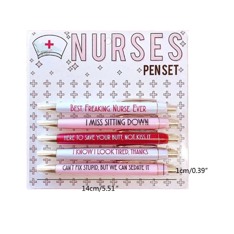 2025 New 5Pc Funny Nurse Pens Set Inspirational Ballpoint Pen,Novelty Pen Set Novelty Pen Stationery Supplies for Student Doctor