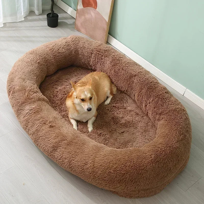 Human Dog Kennel Plush round Pet Kennel Dog Bed Winter Warm Sponge Dog Pads Pet Supplies Pet Mattresses