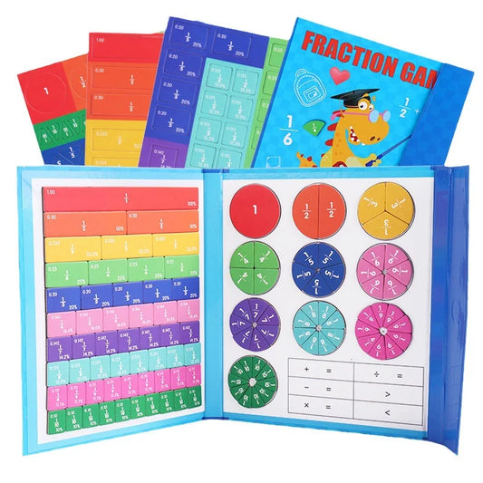 Magnetic Fraction Learning Math Toy Montessori Arithmetic Teaching Aids Wooden Book Educational Toys for Children Christmas Gift