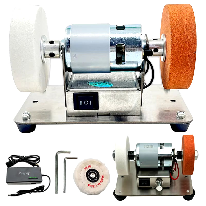 100W Dual-Function Electric Grinder with Coarse and Fine Polishing Wheels