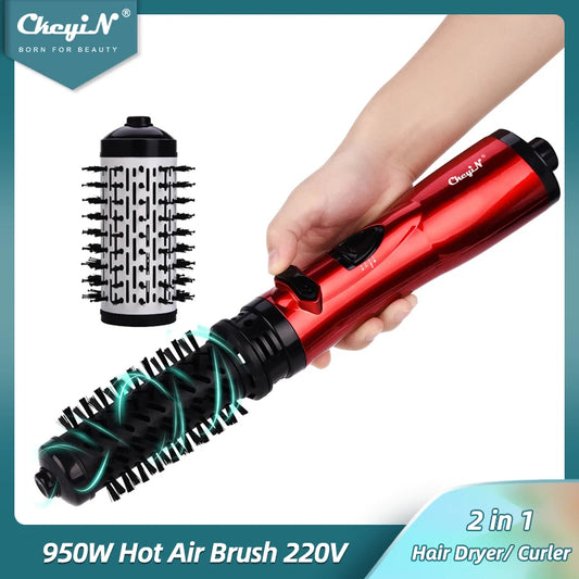 Hair Dryer Brush 2 in 1 Hot Air Spin Brush Curling Straightening Styling Auto-Rotating Ionic round Blow Dryer Volumizer