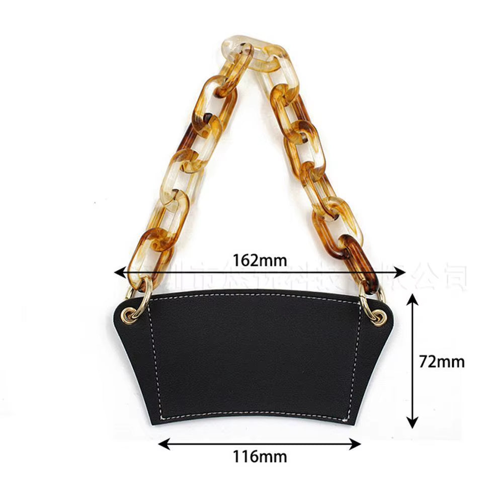 Reusable with Chain Travel Eco-Friendly Drink Case Bag Coffee Sleeve Bottle Cover PU Leather Cup Holder